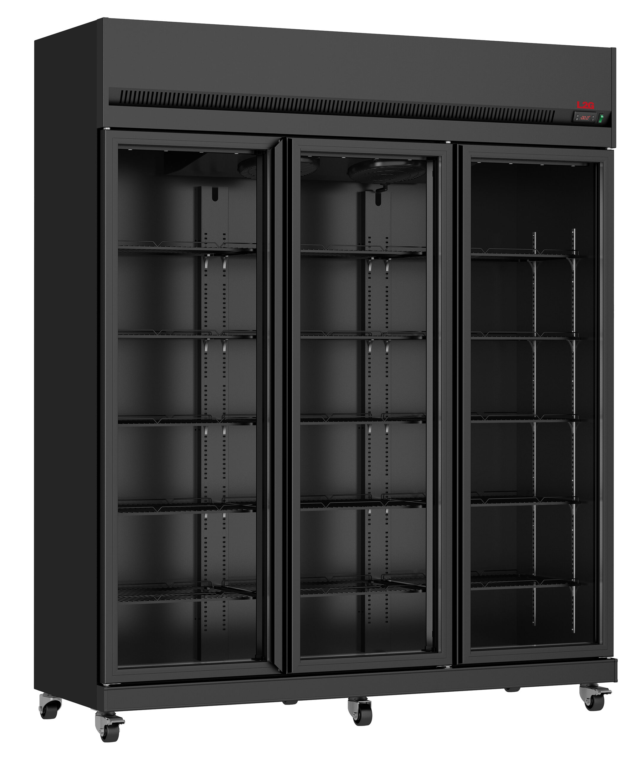 VITRINE REFRIGEREE, 1/10°C A 32°C 65%RH, GROUPE LOGE SUR LE DESSUS, 3 PORTES VITREES, CARROSSERIE