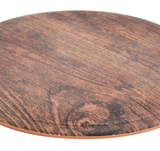 PLATEAU ROND EN MELAMINE IMITATION BOIS