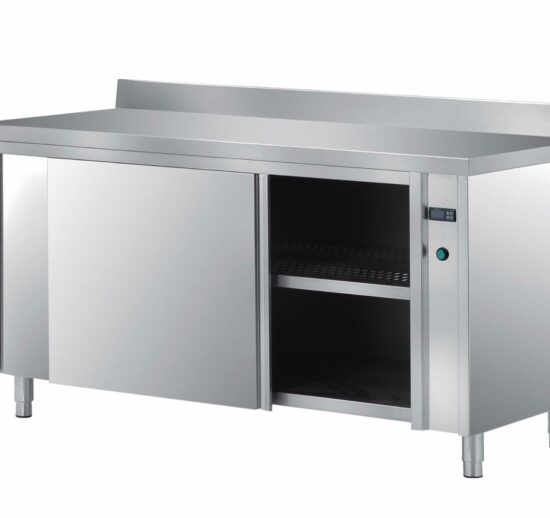 MEUBLE ETUVE INOX 304 ADOSSE, PORTES COULISSANTES DOUBLEES