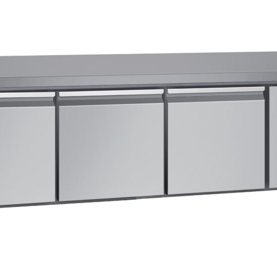 SOUBASSEMENT REFRIGERE, -2/+8°C , 3 PORTES GN1/1, SUR ROULETTES Ø 100 MM