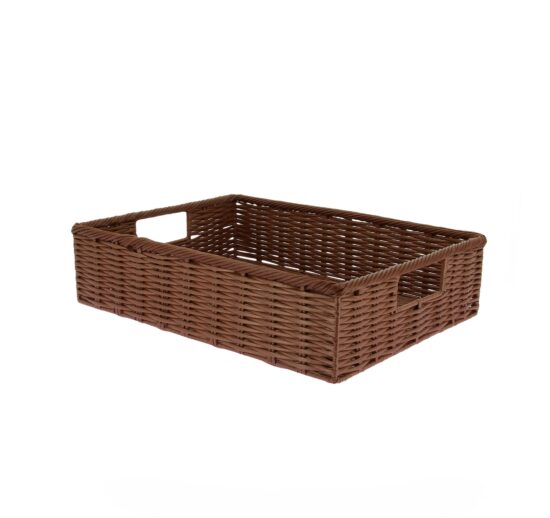 MANNE POLYPROPYLENE IMITATION OSIER CHOCOLAT PETIT MODELE DIM. 400X300X100 MM