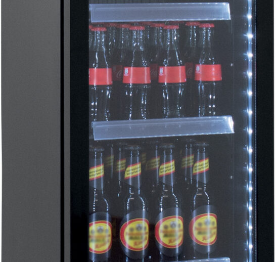 VITRINE A BOISSONS ETROITE R600A, 0°C/+7°C, 1 PORTE BATTANTE VITREE, 6 ETAGERES