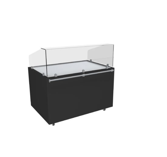 MEUBLE NEUTRE VENTE TRADITIONNELLE, VITRE AVANT DROITE, TABLETTE VITREE HORIZONTALE LARGEUR 150MM