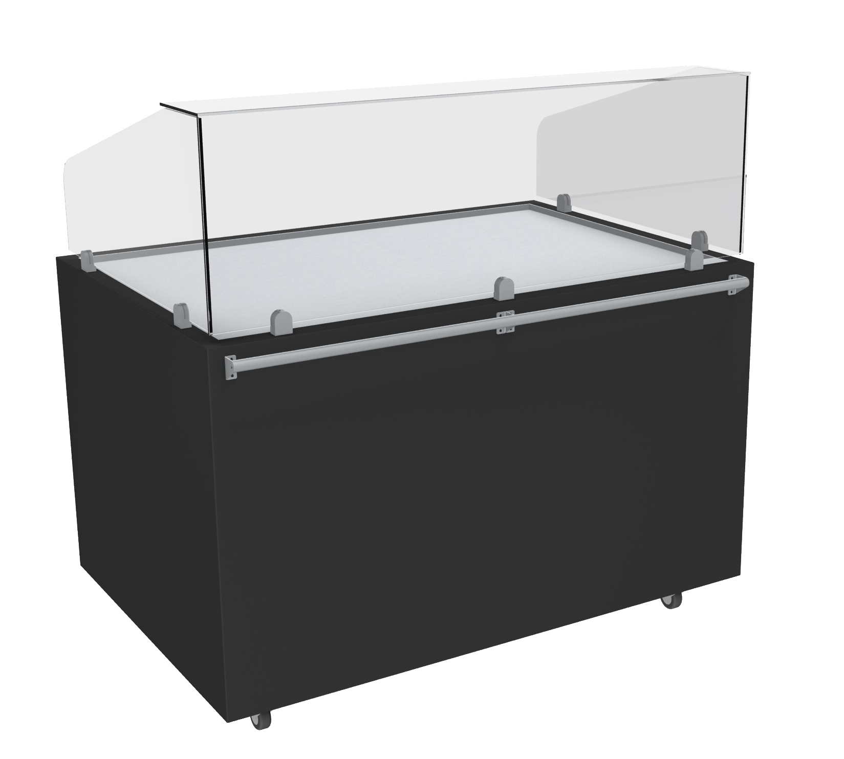MEUBLE PIZZA CHAUFFANT 120°C OUVERTE DESSUS INOX VITRE AVANT DROITE H.450 MM