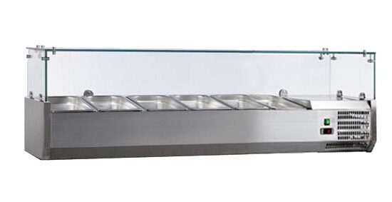 VITRINE A INGREDIENTS INOX, +2/+8°C, GAZ R600A PARE-HALEINE VERRE, 5GN1/3+1GN1/2-150 NON COMPRIS