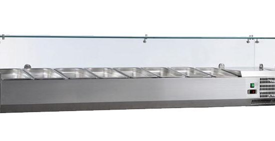 VITRINE A INGREDIENTS INOX, +2/+8°C, GAZ R600A PARE-HALEINE, 8GN1/3-150 NON COMPRIS