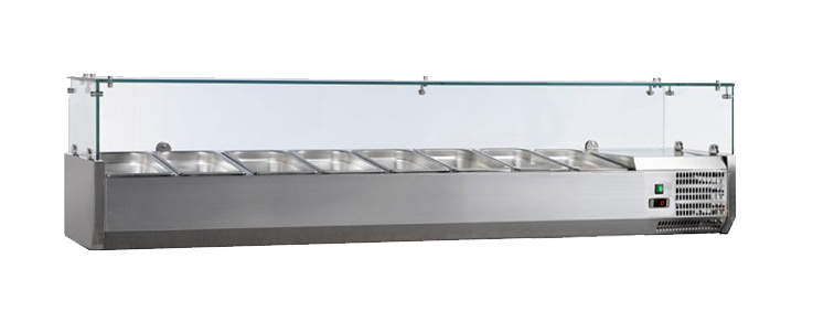 VITRINE A INGREDIENTS INOX, +2/+8°C, GAZ R600A PARE-HALEINE, 8GN1/3-150 NON COMPRIS