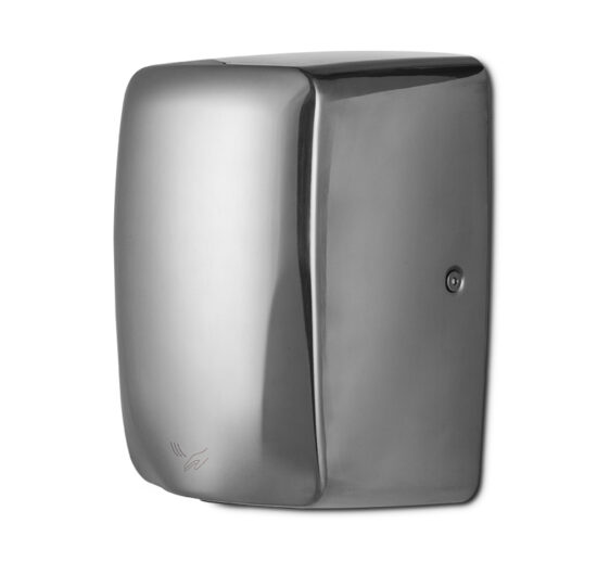 SECHE-MAINS POSITION VERTICALE, JET INTEGRE CAPOT EN INOX SATINE