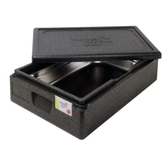 BOITE ISOTHERME EN POLYPROPYLENE EXPANSE, AVEC COUVERCLE, FORMAT GN1/1 H-117