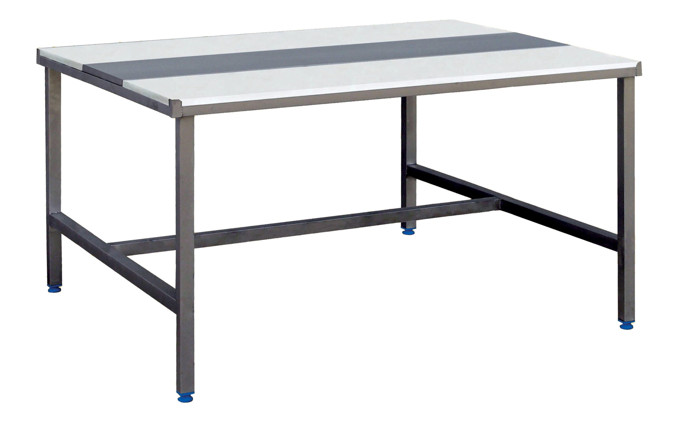 TABLE DECOUPE MIXTE FACE A FACE, CHASSIS INOX 304 AVEC ETAGERE, ALESE INOX 300 MM AU CENTRE,