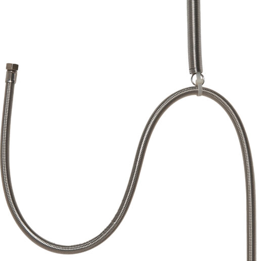 DOUCHETTE SUSPENDUE AVEC FLEXIBLE GAINE DE 2 ML DIAM.EXT DE 17 MM, AVEC RESSORT INOX