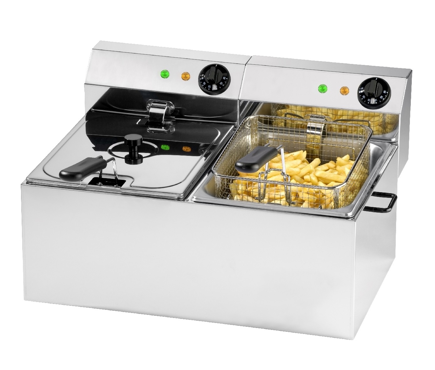 FRITEUSE DE TABLE ELECTRIQUE SANS ROBINET DE VIDANGE, 2 CUVES DE 8L