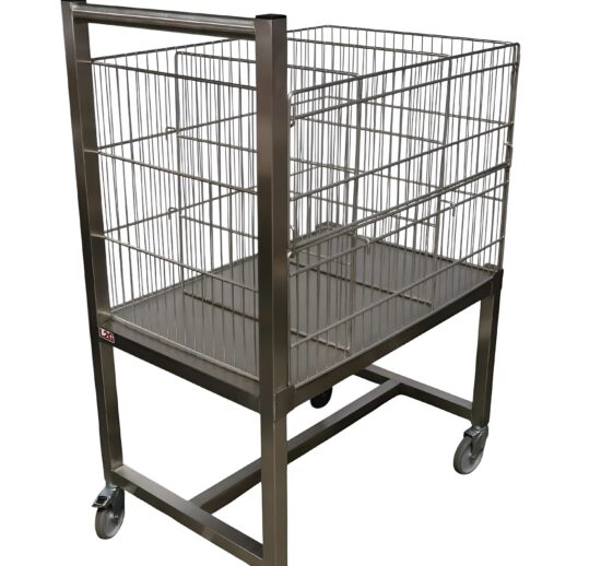 CHARIOT DE DECHARGEMENT BVP, INOX 304, 4 ROUES CHAPE ZINGUEE DONT 2 A FREINS