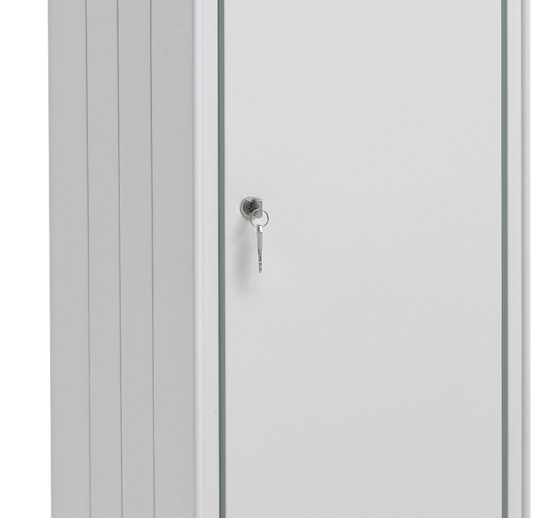 ARMOIRE A LINGE SALE SUR PIEDS, AVEC TRAPPE