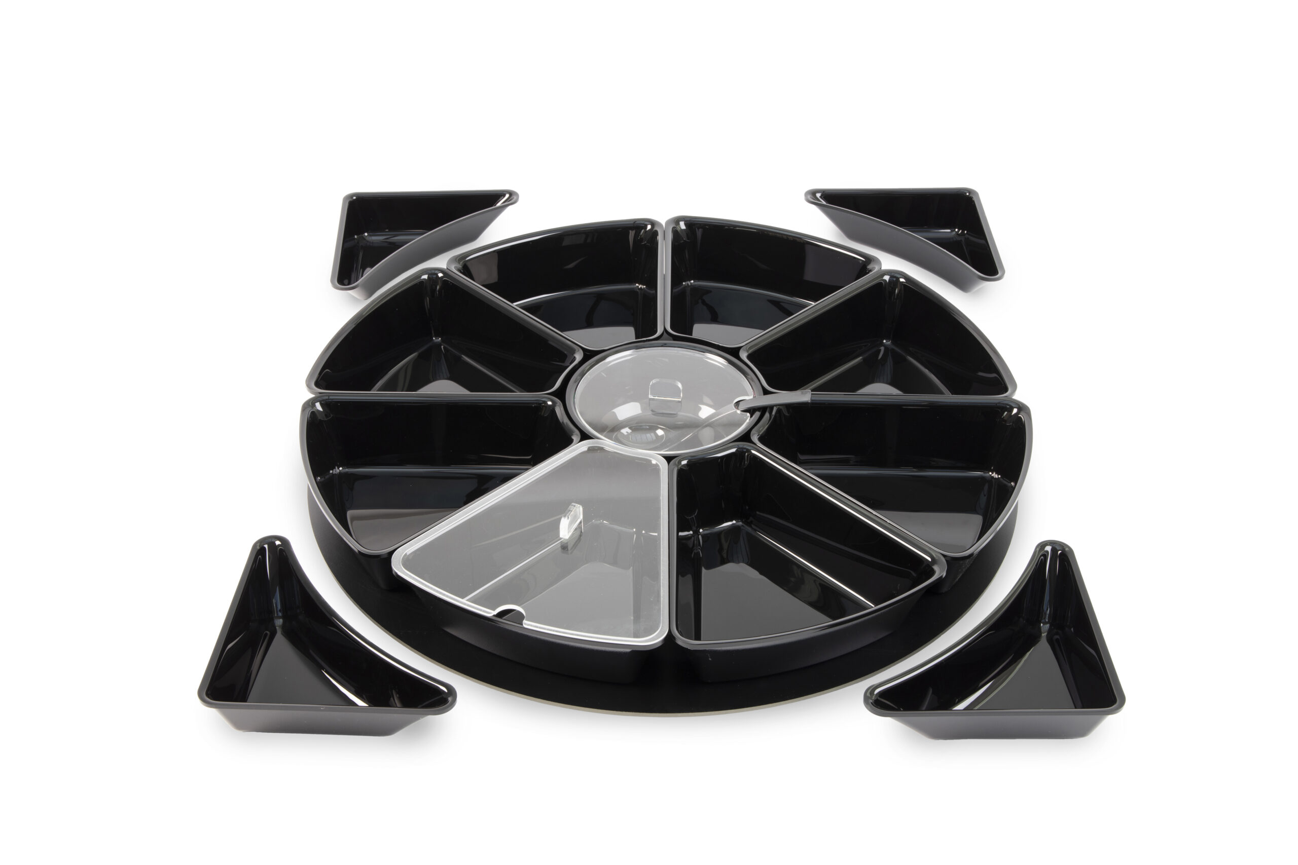 KIT CARROUSEL COMPOSE DE 13 PLATEAUX NOIRS : 1 PLATEAU TOURNANT+8PLATS 280X28X85MM