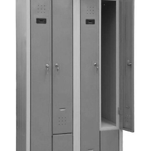 ARMOIRE VESTIAIRE GAIN DE PLACE, TYPE L, 2 COLONNES DE 2 CASES L-400 MM, GRIS RAL 7035