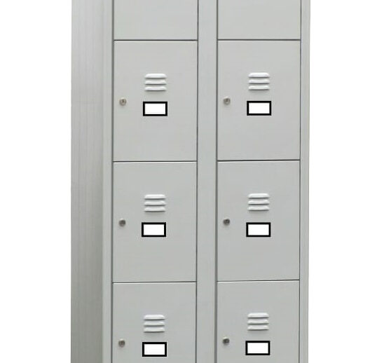 ARMOIRE VESTIAIRE MULTICASES, 2 COLONNES 8 CASES SUR PIEDS, FERMETURE A CLE, COULEUR GRIS RAL 7035