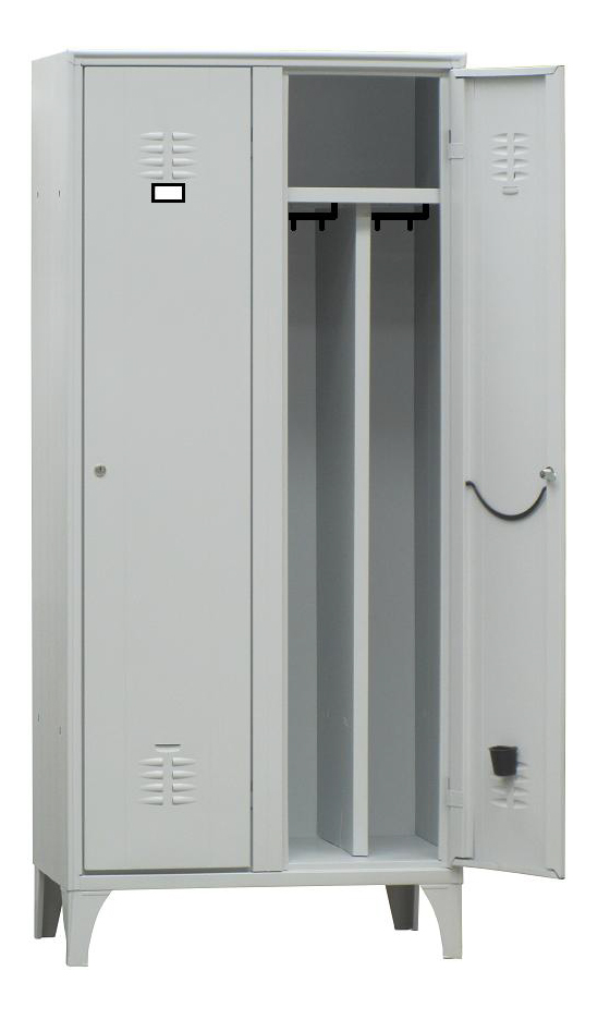 VESTIAIRE INDUSTRIE SALISSANTE ACIER SUR PIEDS, 2 CASES, COULEUR GRISE RAL7035