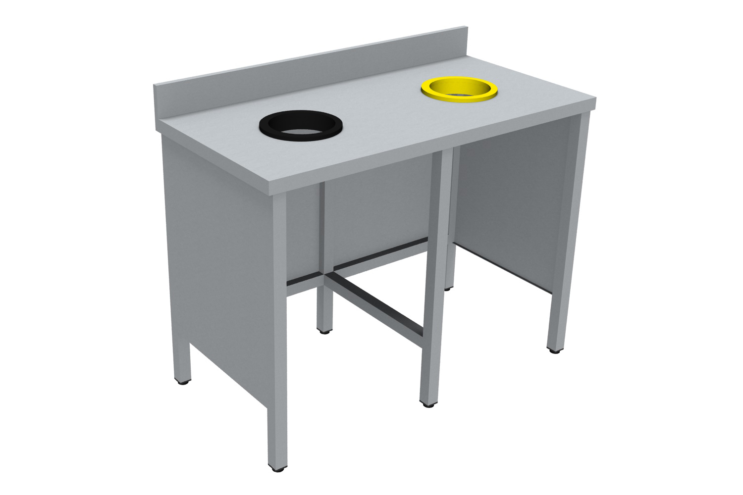 MEUBLE DE TRI INOX 304, SANS PORTE, SANS RAMPE A PLATEAUX, AVEC DOSSERET, 2 TVO: 1 N + 1 J