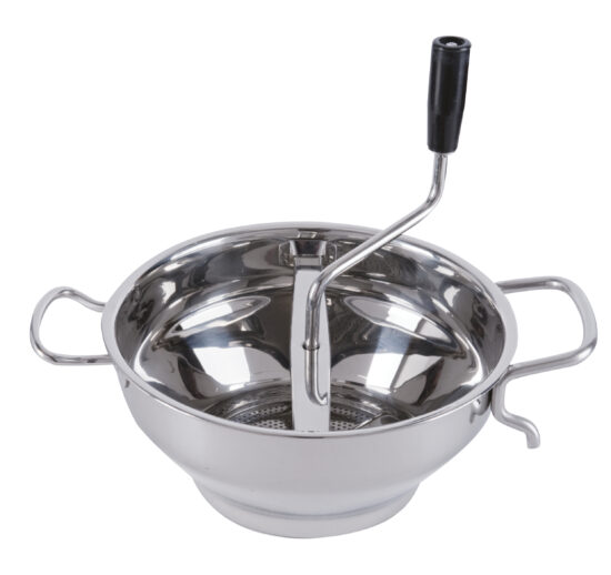 MOULIN A LEGUMES INOX DIA.32 A POIGNEES ET 2 DECOUPOIRS DIA.16