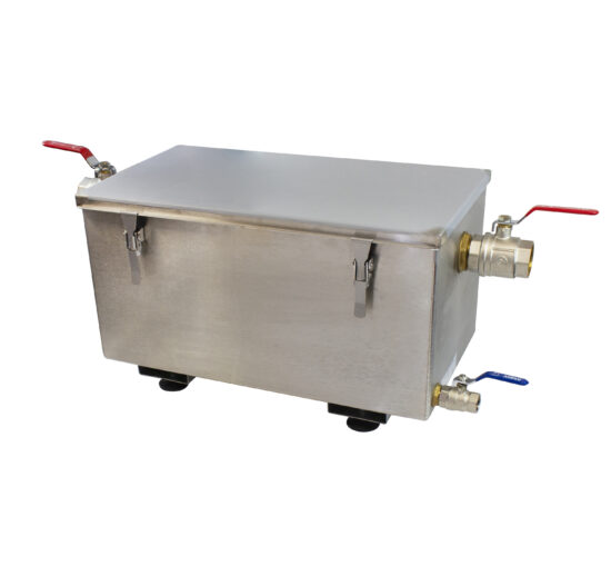 BAC A GRAISSE INOX 304, 23L, CAPACITE DE 50 COUVERTS, 4 PIEDS REGLABLES, FOURNI AVEC PANIER