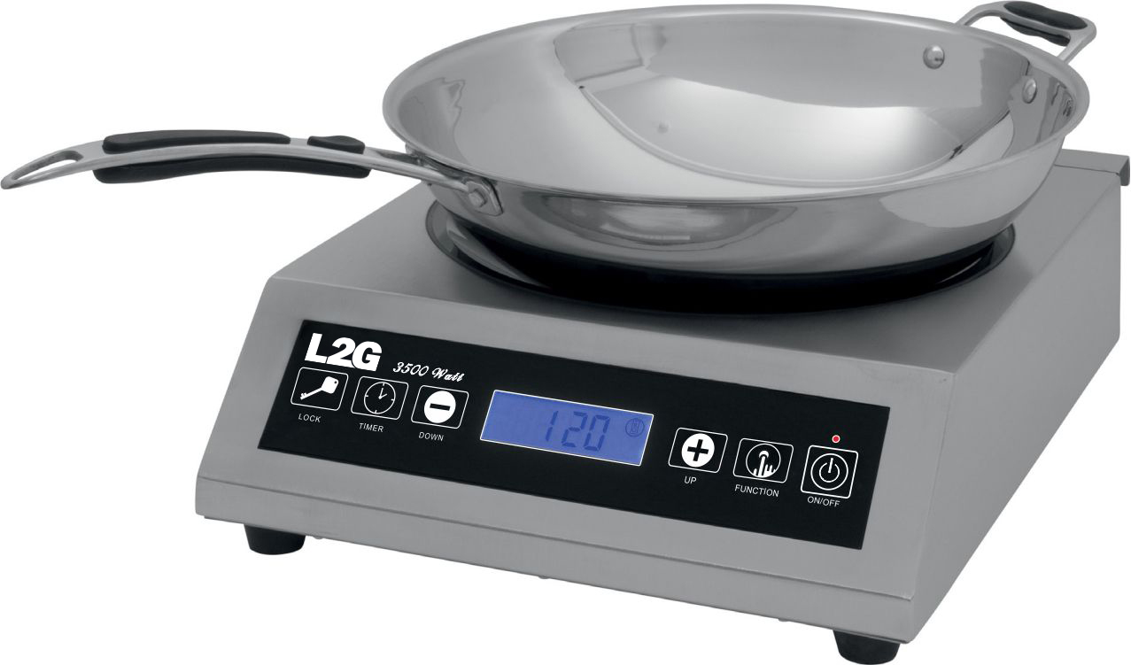 WOK A INDUCTION A POSER, POELE INCLUSE, COQUE INOX 3.5 KW, 10 NIVEAUX DE PUISSANCE, AVEC MINUTERIE