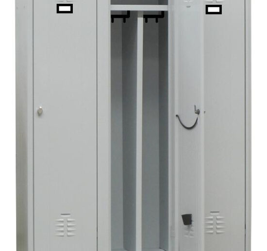 VESTIAIRE INDUSTRIE SALISSANTE ACIER SUR PIEDS, 3 CASES, COULEUR GRISE RAL7035