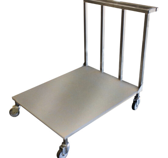 CHARIOT PLATEFORME INOX 304, PLATEAU PLEIN AVEC BARRE DE POUSSEE, CHARGE MAXI: 250 KG