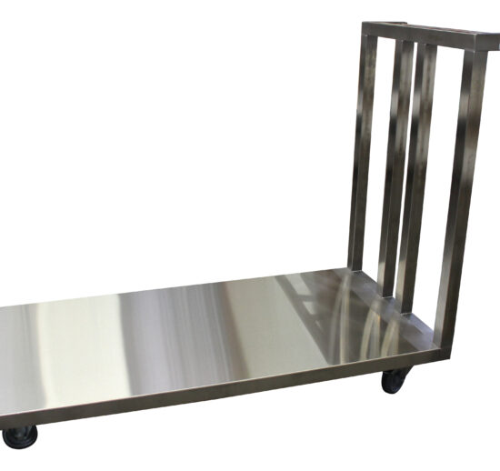 CHARIOT PLATEFORME INOX 304, PLATEAU PLEIN AVEC BARRE DE POUSSEE, CHARGE MAXI: 250 KG