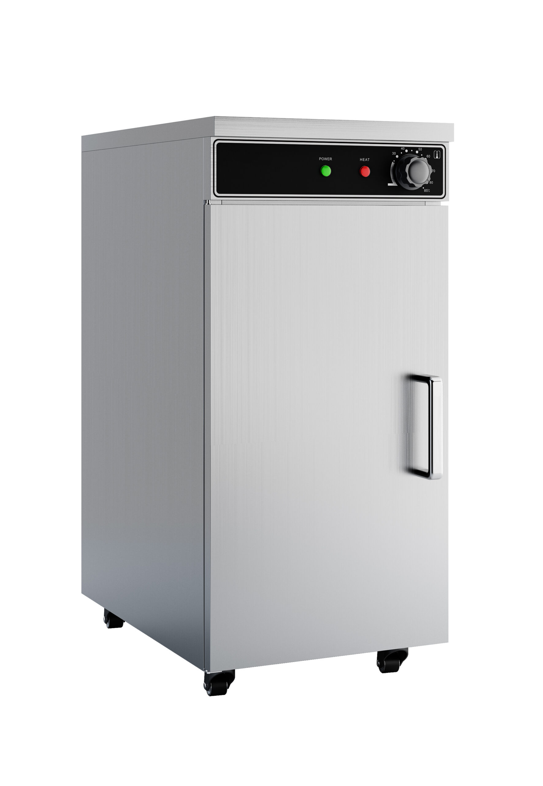ARMOIRE CHAUFFE-ASSIETTES INOX 60 ASSIETTES D280MM 3 ETAGERES PERFOREES, AVEC VENTILATION