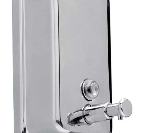 DISTRIBUTEUR SAVON OU GEL HYDROALCOOLIQUE INOX BROSSE, FERMETURE A CLE