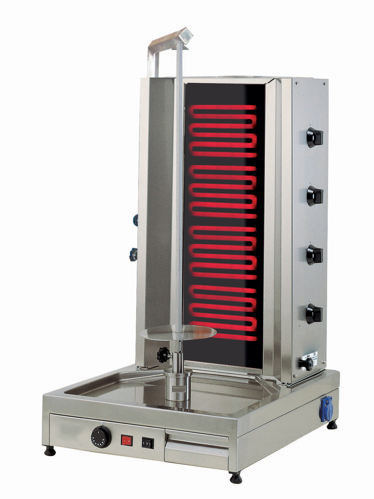 MACHINE A KEBAB ELECTRIQUE, 4 RADIANS INDEPENDANTS MOTEUR EN PARTIE INFERIEURE, CAP.80 KG DE VIANDE