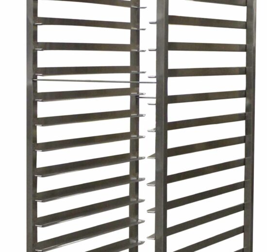 ECHELLE SOUDEE INOX A GLISSIERES 600X400 MM ENTREE 600-15 NIV.ROUES D.125MM CHAPE POLY AVEC FREINS