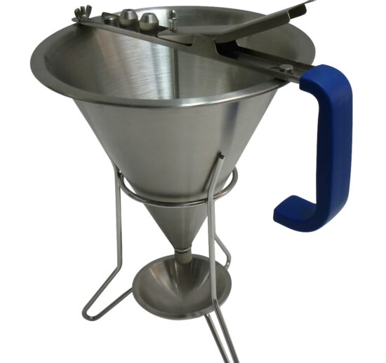 ENTONNOIR DOSEUR INOX AVEC 3 DOUILLES D.2, 4, 6 MM AVEC SUPPORT ET COLLECTEUR DE GOUTTES