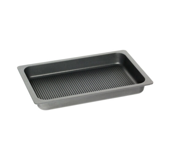 PLAQUE DE CUISSON ALU TEFLONNEE, FOND NERVURE FORMAT GN1/1, PROFONDEUR 55 MM