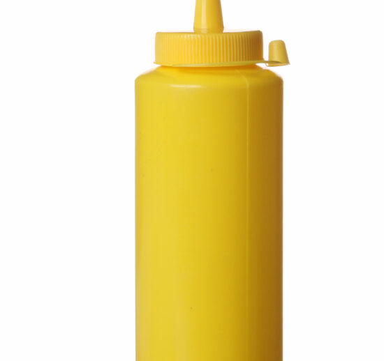 FLACON DISTRIBUTEUR PLASTIQUE JAUNE 0.35 LITRES