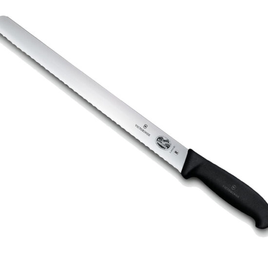 COUTEAU JAMBON VICTORINOX, MANCHE NOIR SURMOULE LONGUEUR DE LAME DENTEE: L-300 MM