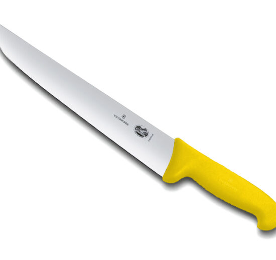 COUTEAU BOUCHER VICTORINOX MANCHE JAUNE SURMOULE LONGUEUR DE LAME: L-260 MM
