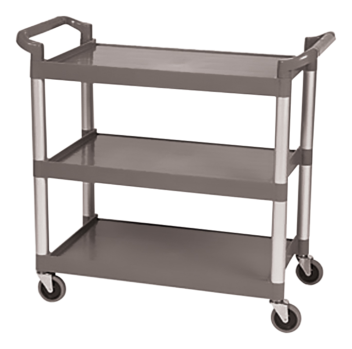 CHARIOT DE SERVICE 3 NIVEAUX EN POLYPROPYLENE SUPPORTS EN ALUMINIUM, CHARGE 120 KG