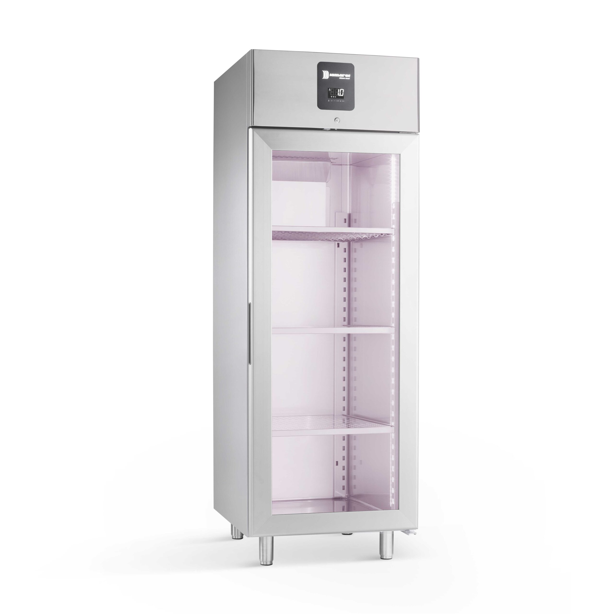 ARMOIRE D'AFFINAGE POUR CHARCUTERIE, PORTE VITREE CARROSSERIE INOX 304, 2 NIVEAUX D'ETAGERES AVEC