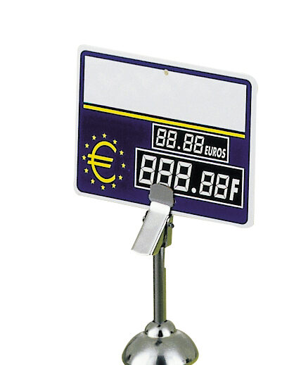PORTE ETIQUETTE SUR SOCLE + PINCE H= 50MM - SOCLE LESTE L'UNITE
