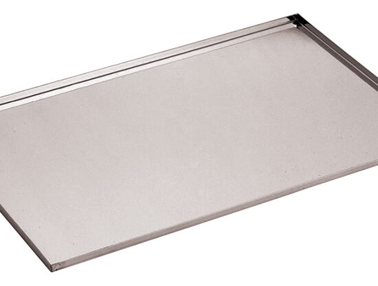 PLAQUE PATISSIERE INOX 600X400 MM, EP.10/10E BORDS DROITS A 90°