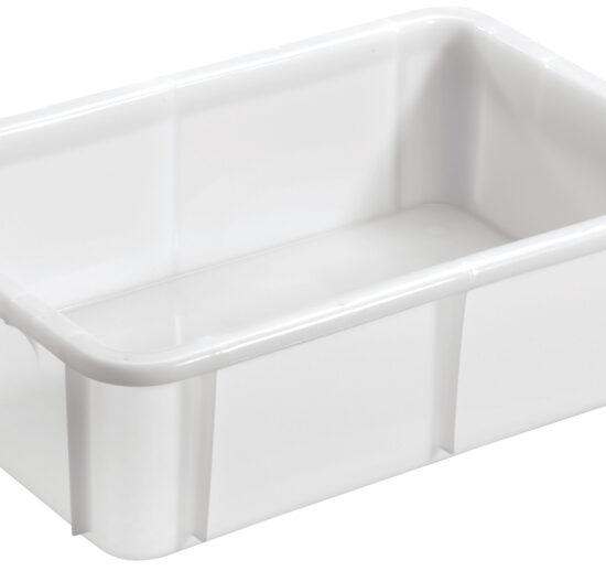 BAC ALIMENTAIRE A LEVAIN EN PEHD BLANC FOND ET PAROIS PLEIN, 30L.