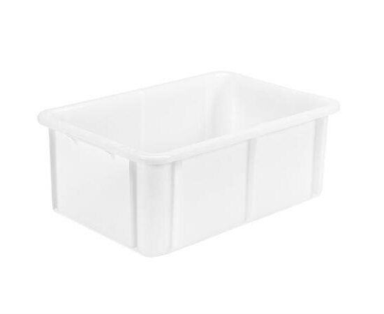 BAC ALIMENTAIRE A LEVAIN EN PEHD BLANC FOND ET PAROIS PLEIN, 40L.