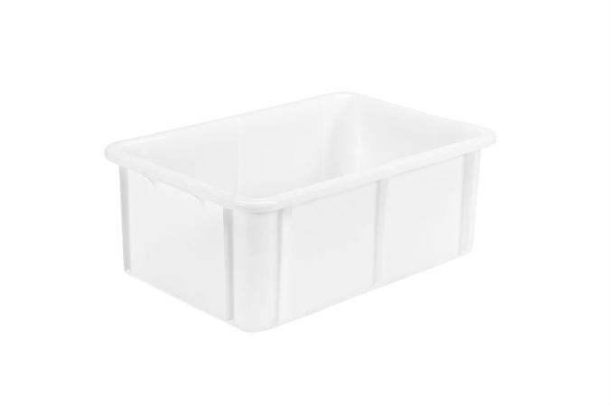 BAC ALIMENTAIRE A LEVAIN EN PEHD BLANC FOND ET PAROIS PLEIN, 40L.