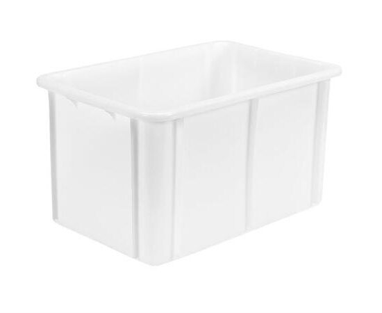 BAC ALIMENTAIRE A LEVAIN EN PEHD BLANC FOND ET PAROIS PLEIN, 60L.