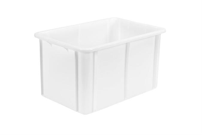 BAC ALIMENTAIRE A LEVAIN EN PEHD BLANC FOND ET PAROIS PLEIN, 60L.