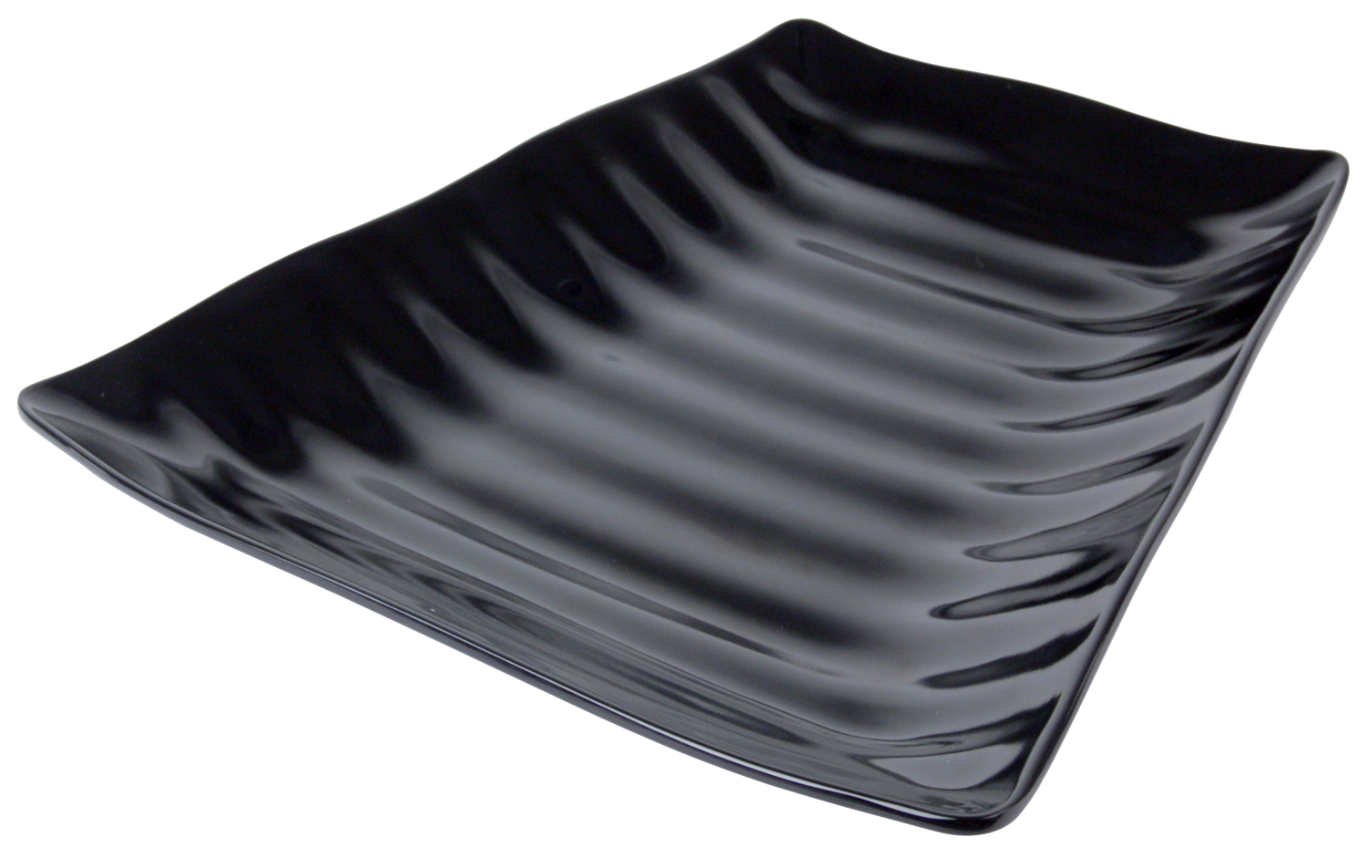PLAT MELAMINE NOIR ONDULE RECTANGULAIRE CURVED WAVY