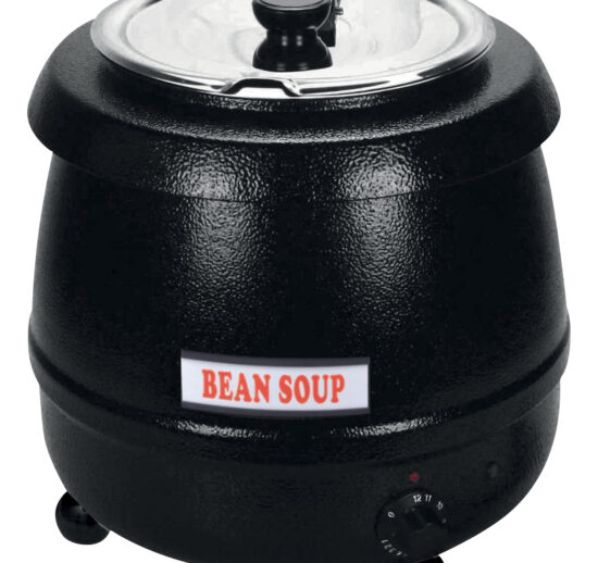 MARMITE A SOUPE CARROSSERIE NOIRE, COUVERCLE INOX A CHARNIERES, REGLAGE DE PUISSANCE