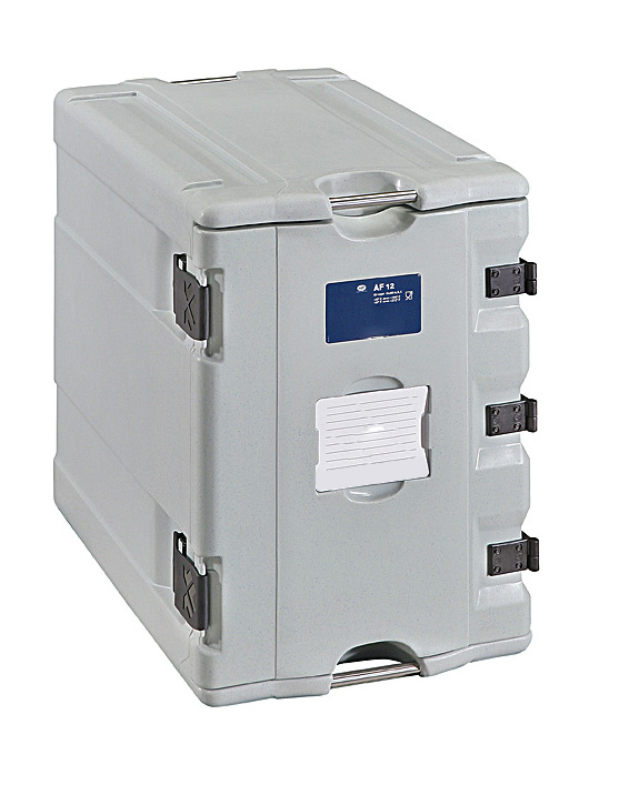 COFFRE ISOTHERME NEUTRE 12 NIVEAUX GN1/1-20 COULEUR GRIS-BLEU, POIGNEES INTEGREES EN INOX,